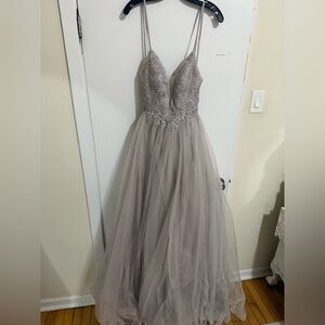 La Femme Blush Pink Embellished Dress